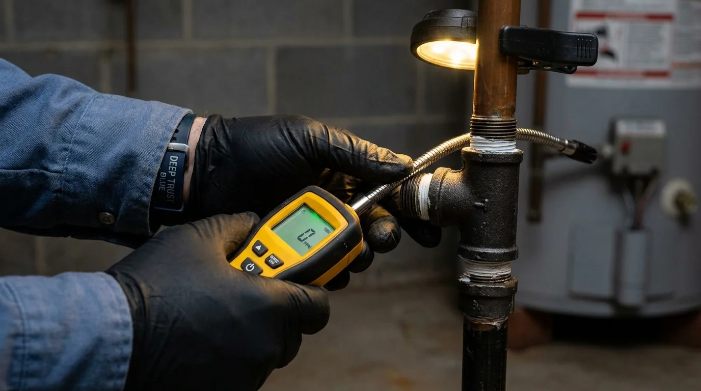 Gas leak detection with electronic sniffer by Johns Plumbing LLC in Stafford Springs