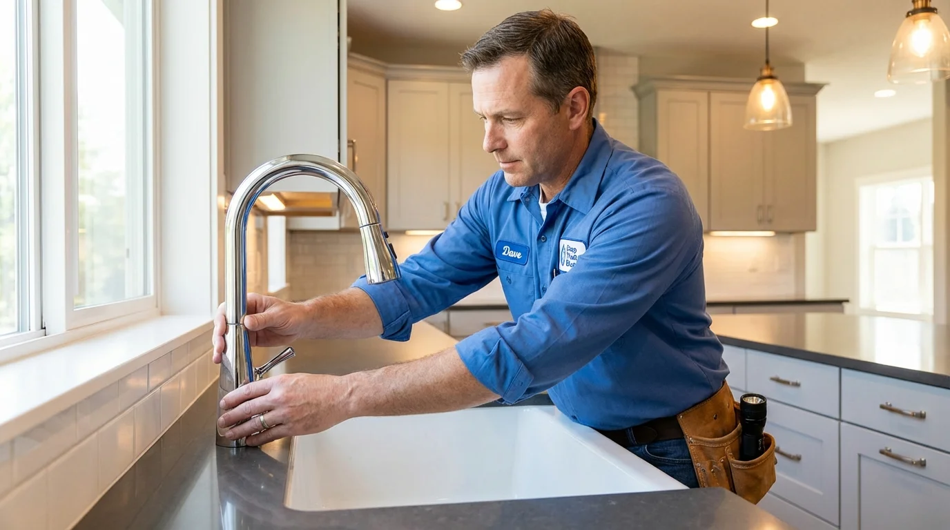 Kitchen faucet installation by Johns Plumbing LLC in Stafford Springs