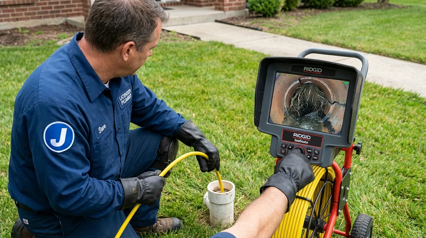Sewer camera inspection being performed by Johns Plumbing LLC in Stafford Springs